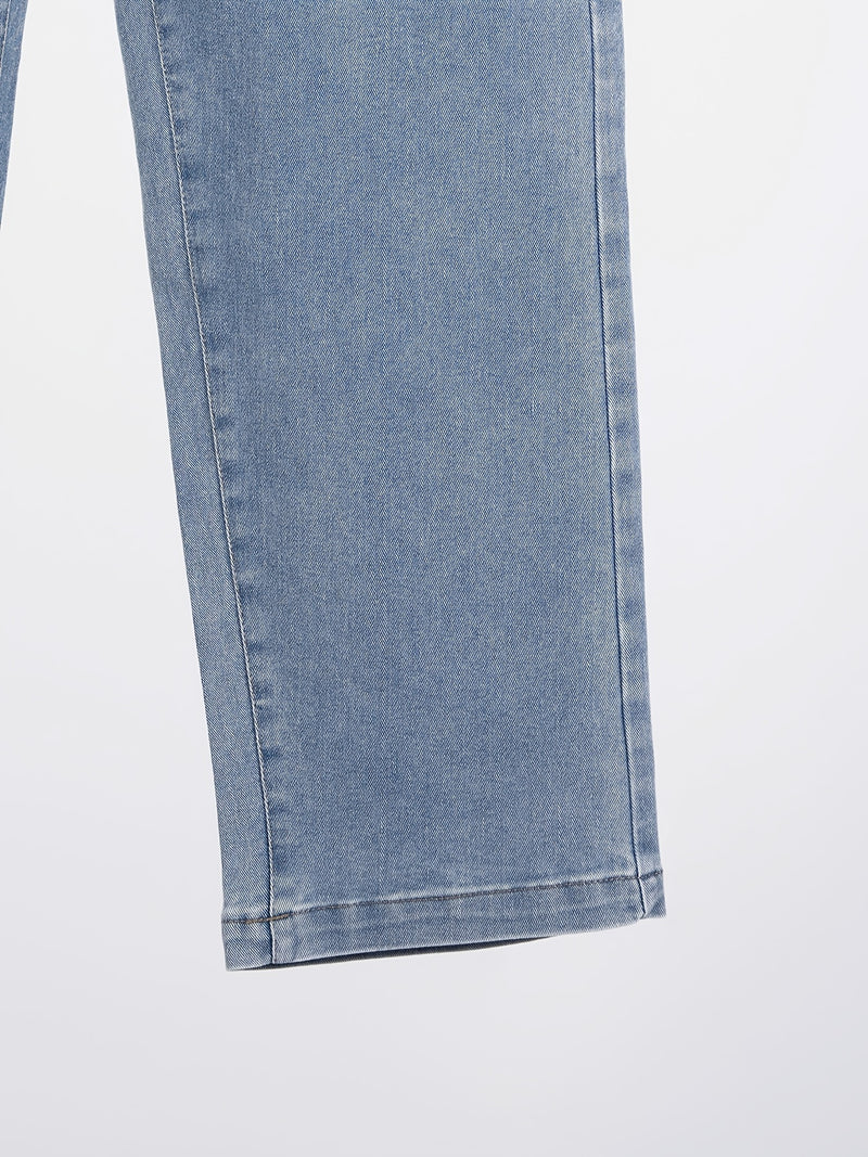 Women’s Unisex Vintage Blue Jeans, Black-Gray Long Pants.