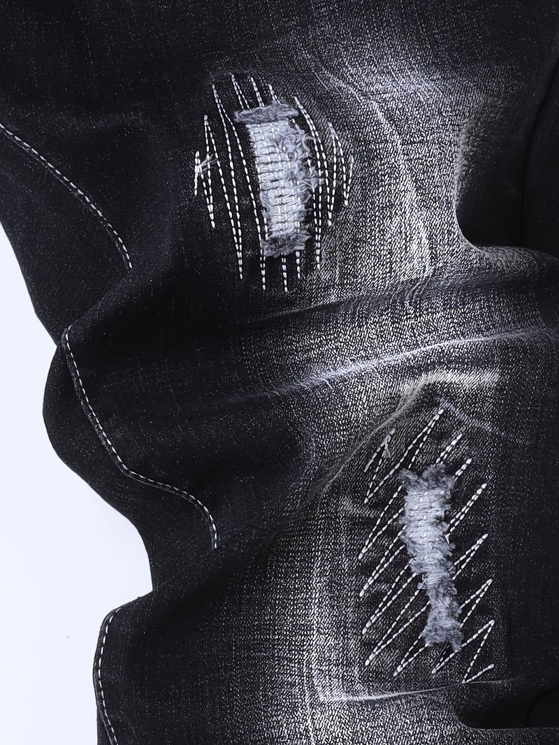 Men's Slim-Fit Stretch Denim Jeans in Dark Blue, Suitable for All Seasons.