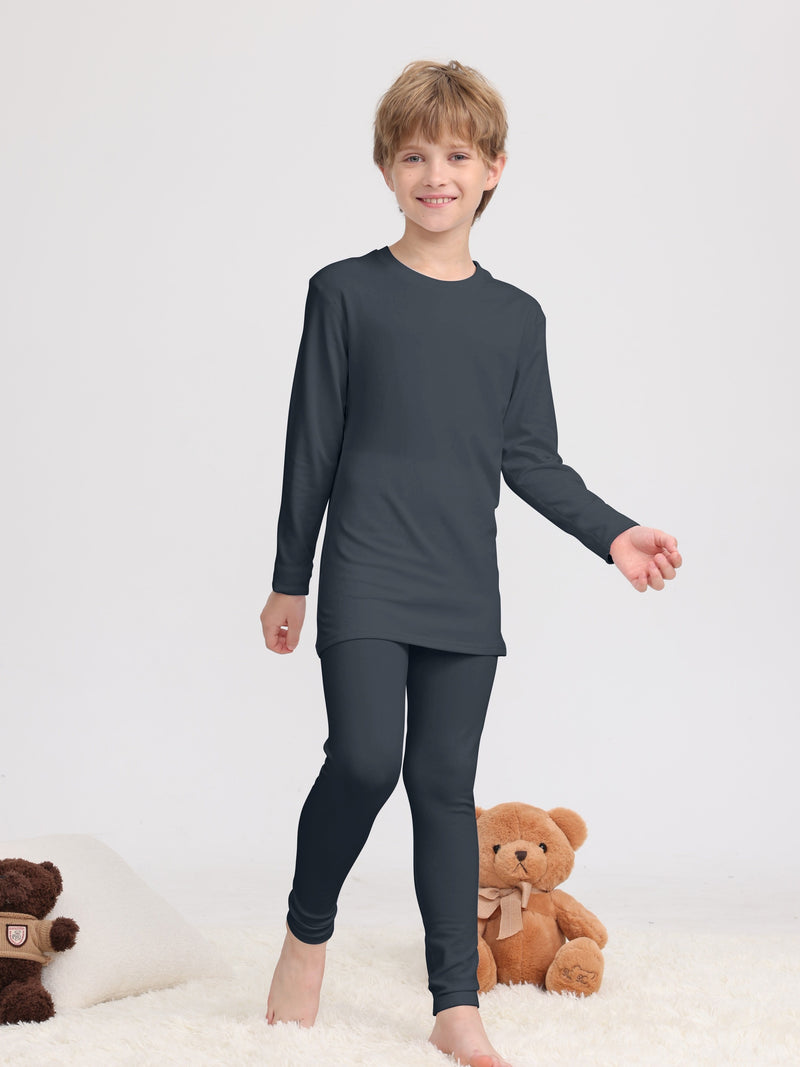 Warm Clothing Set for Boys, Featuring a Solid Color.