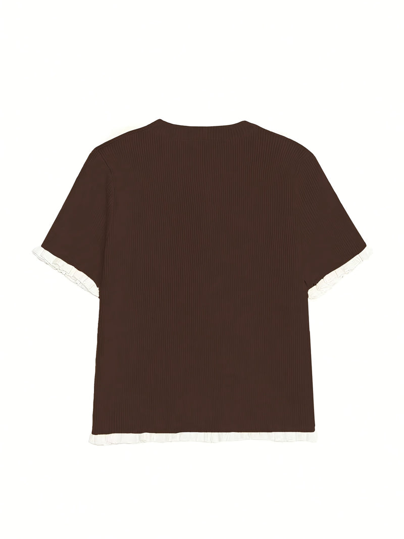 Women's Summer Button Ear Design Edge Design.