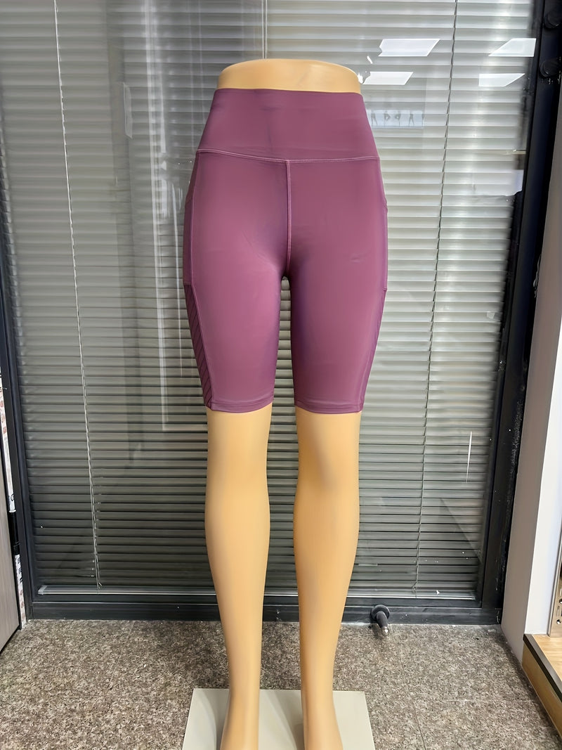 Women'S High-Waisted Mesh Cycling Shorts with Pockets for Outdoor Sports.