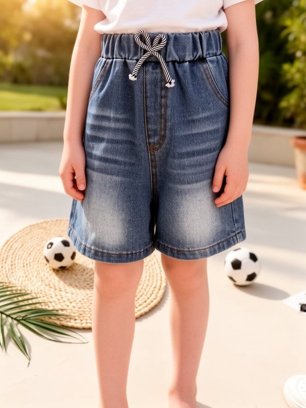 Set of 3 Vintage Washed Denim Shorts for Boys, Perfect for Summer Outdoor Casual Wear.
