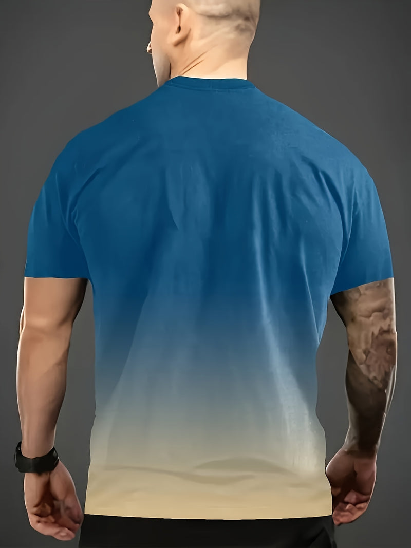 Set of 3 Vibrant Gradient Short-Sleeve Crew Neck T-Shirts for Men.