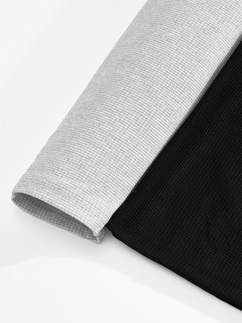 Men's Waffle 2pcs Hooded Sweatshirt Set Top Color Block.