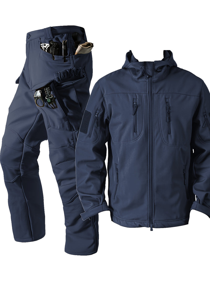 Outdoor Two-Piece Set,Lined Trendy Windproof Warm Motorcycle Hooded.