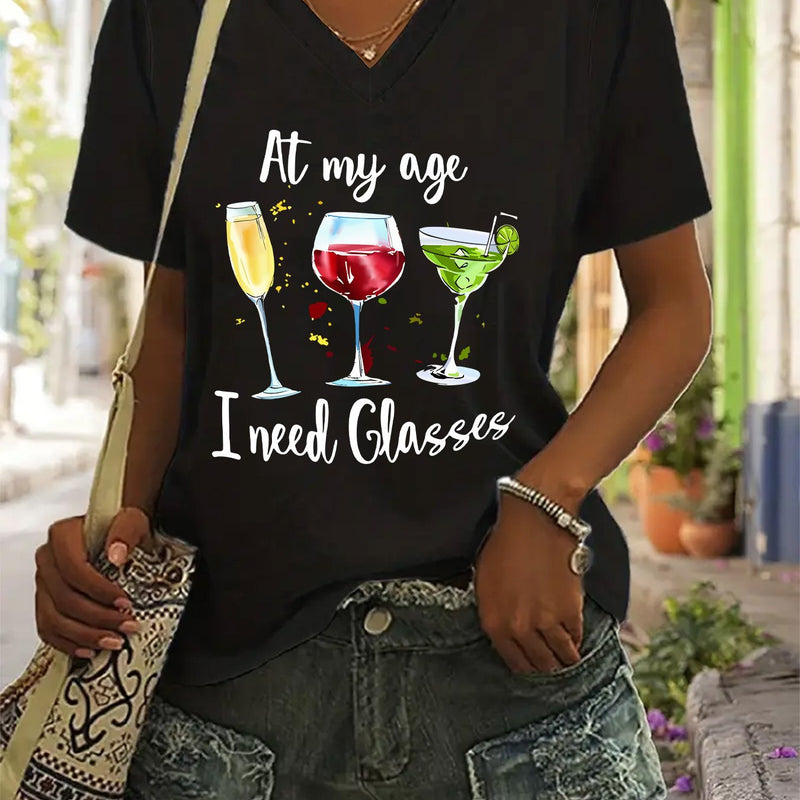 Women's Casual V-Neck T-Shirt.
