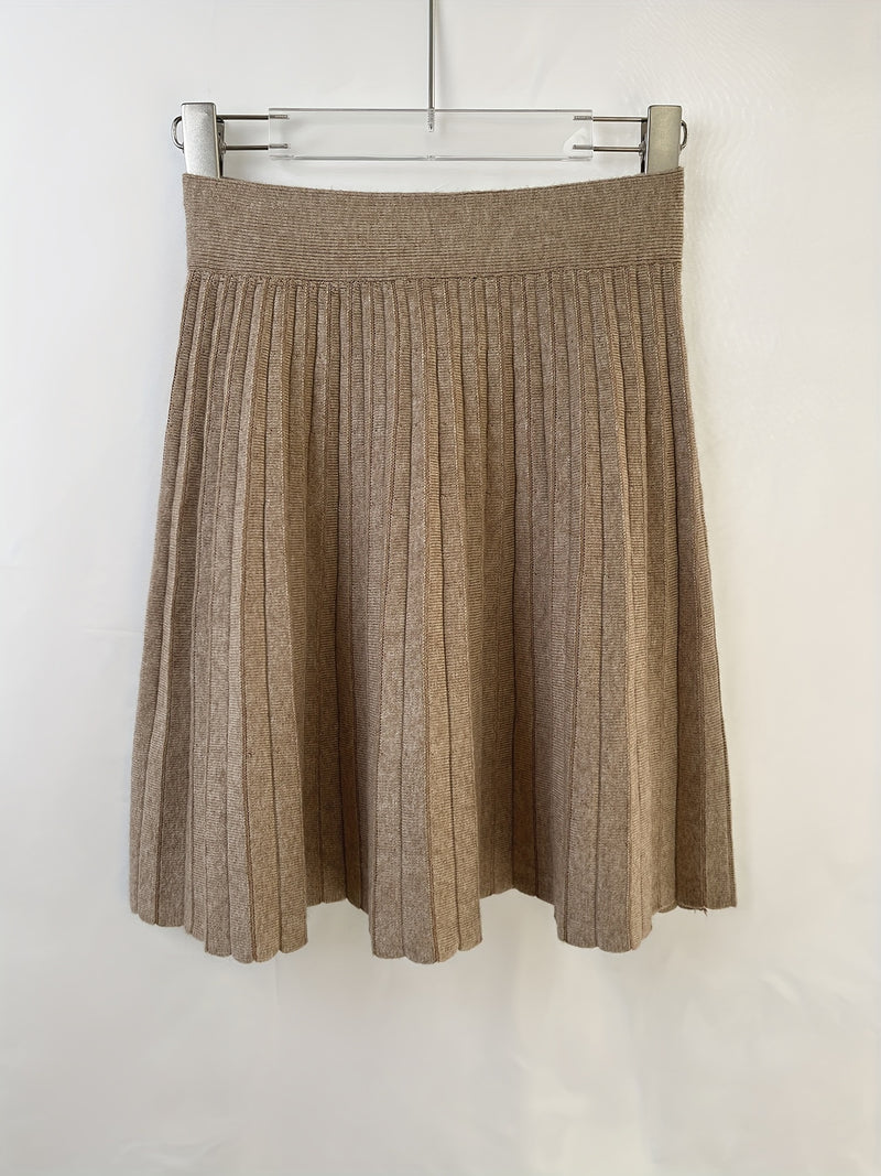 Cute And Playful High-Waisted Pleated Solid Color Mini Skirt.