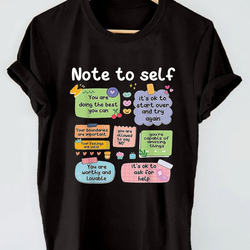 Women's " to Self" Cursive Lettering Print T-Shirt.
