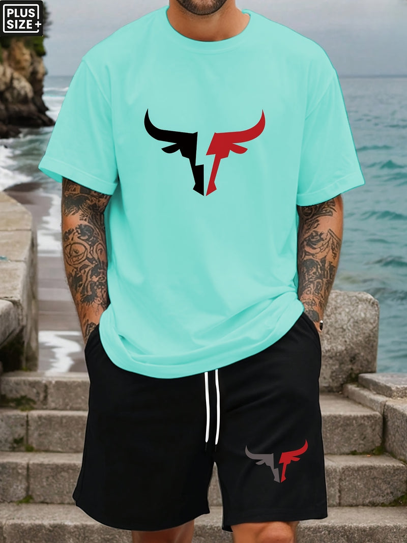 Men's Plus Size Summer Casual Short Sleeve T-Shirt.