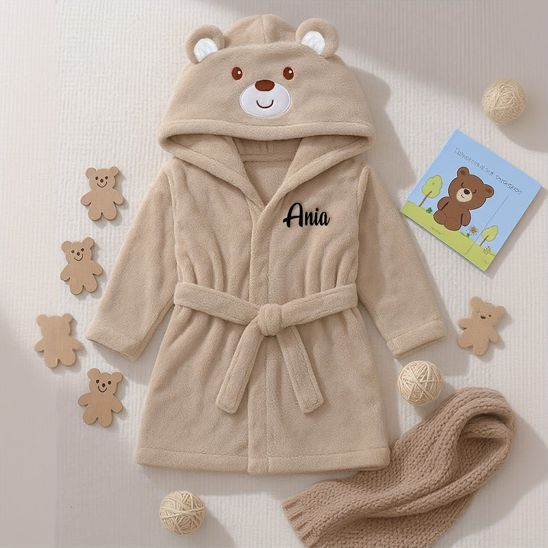 Personalized Baby Bear Hooded Towel - Custom Name/Initials/Date.