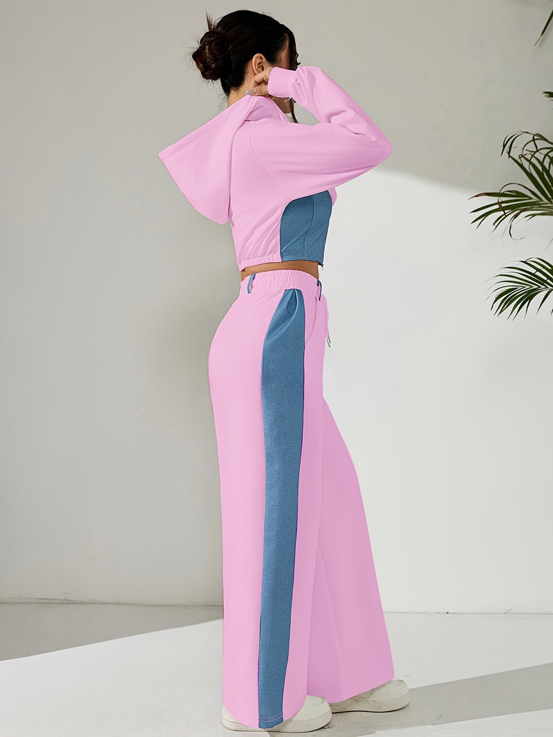 Women's Casual Elegant Straight-Leg Pants Spliced Suit.