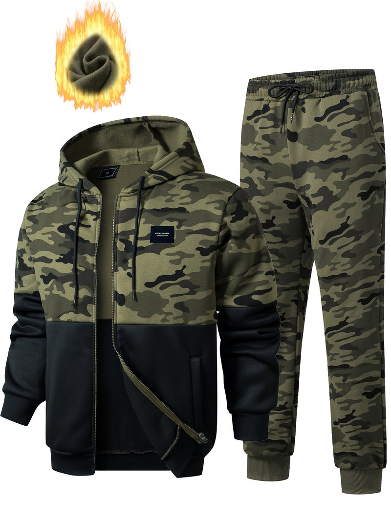 Men'S Outdoor Camouflage Sportswear Casual Hooded Tracksuit.