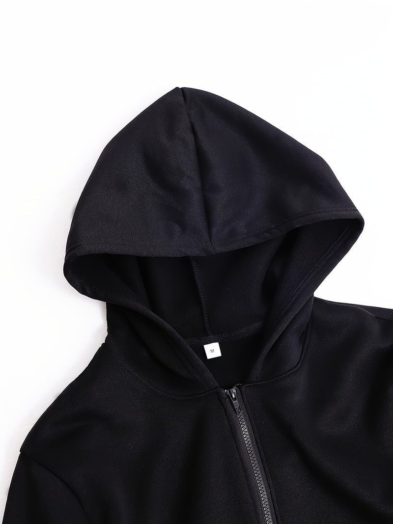 1pc Women's Casual Hooded Jacket with Cartoon Kitten Print.