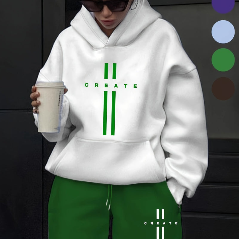 Women's Fashion Casual Letter Pattern Print Set.