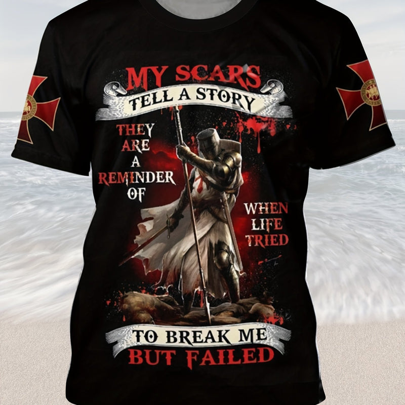 Men's 3D Digital Print T-Shirt with 3D Cube.