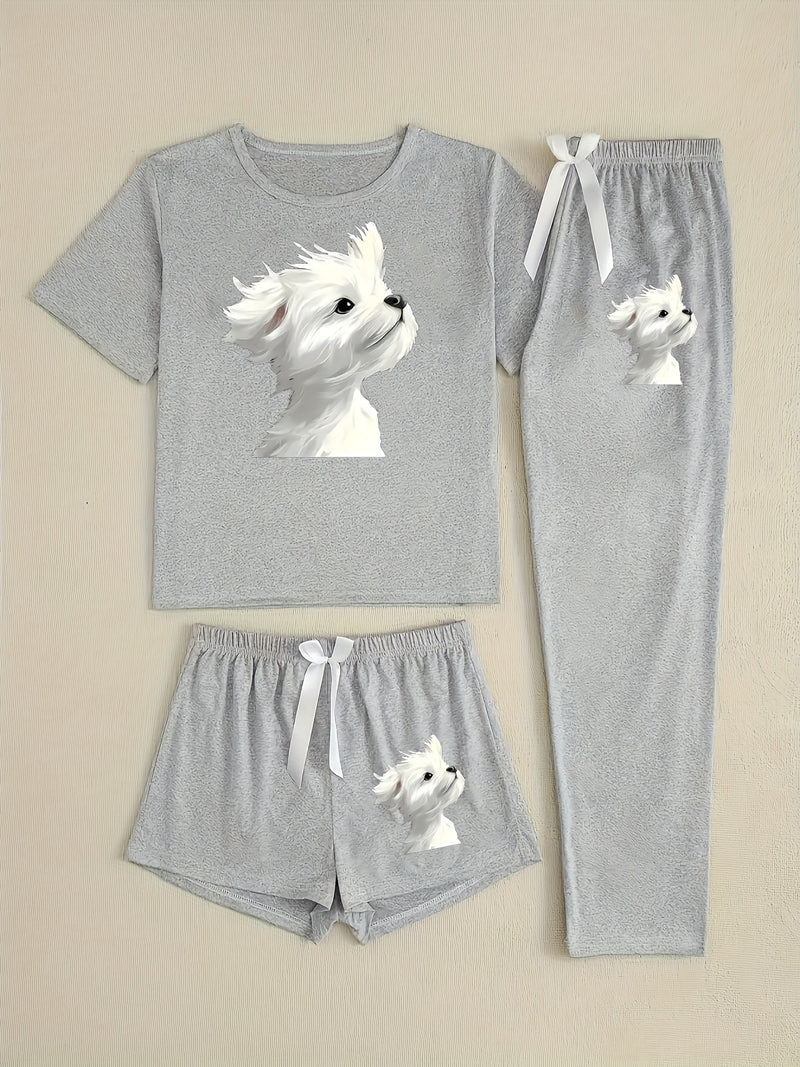 Top+Shorts+Pants 3pcs Set: Women's Summer/Fall Trendy Vacation Wear.