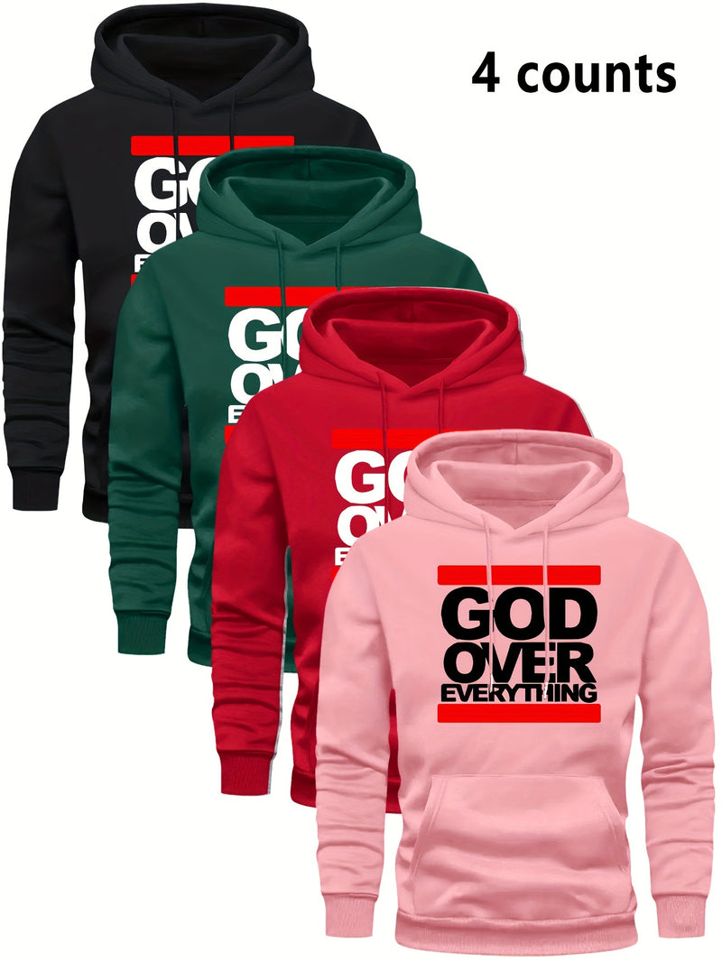 4 Counts Hooded Sweatshirt Fleece Men's Casual Versatile Fashion.