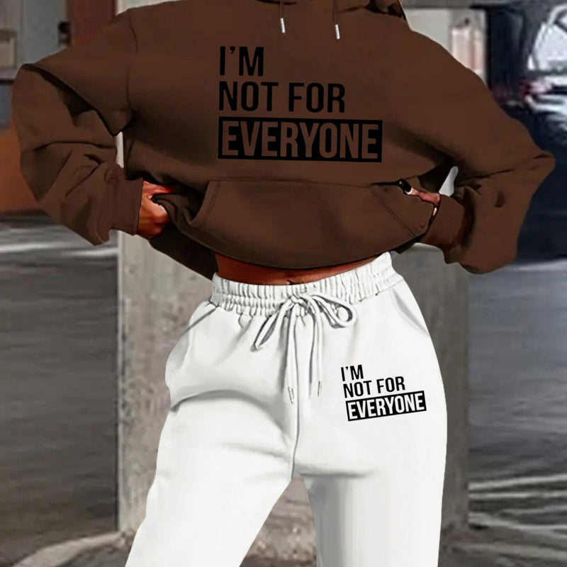 Women's European and American Fashion -Lined Hooded Sweatshirt and Pants.