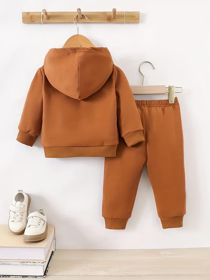 Newborn Baby Boy's  Fleece Hooded Sweatshirt with Number and Letter.