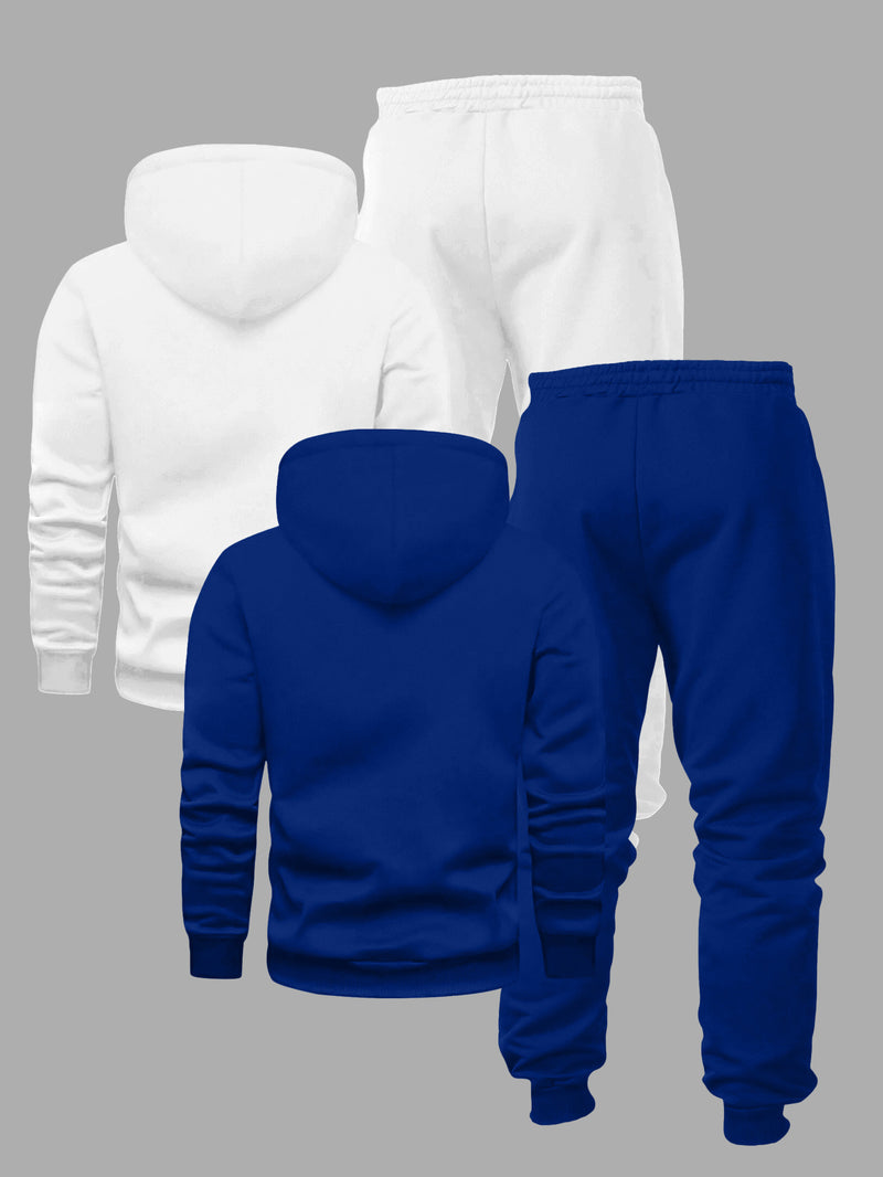 Men's Fashion Slogan Hoodie Four-Piece Set with Drawstring Elastic.