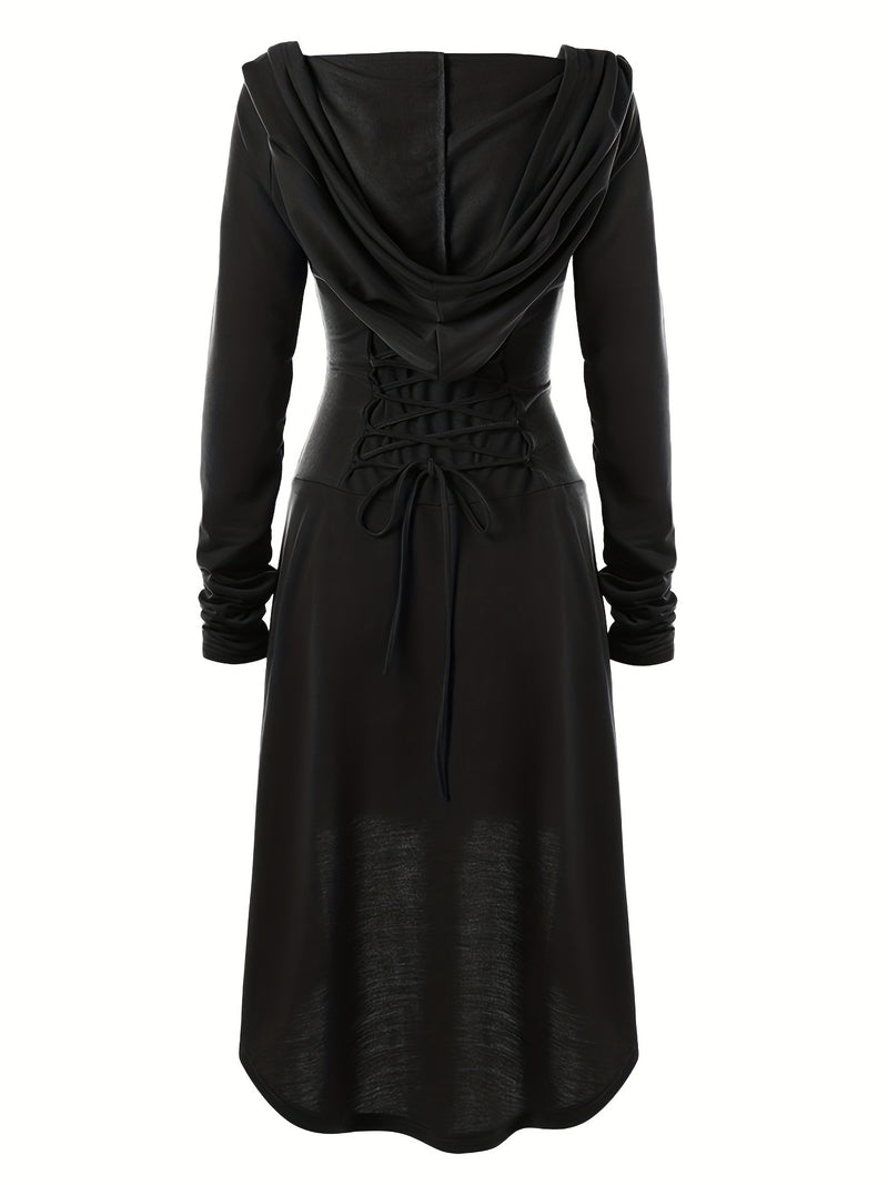 Women's Solid Color Tie-Up Asymmetrical Dress.