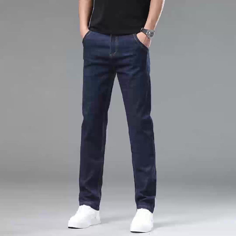 Men's Blue Business Casual Stretch Comfortable Jeans.