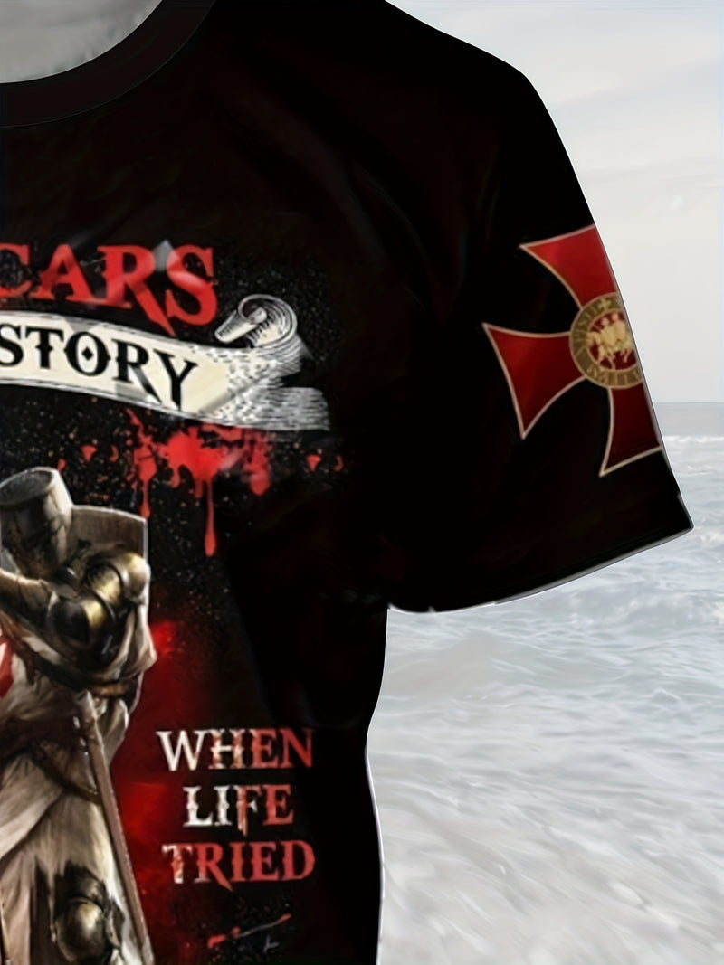 Men's 3D Digital Print T-Shirt with 3D Cube.