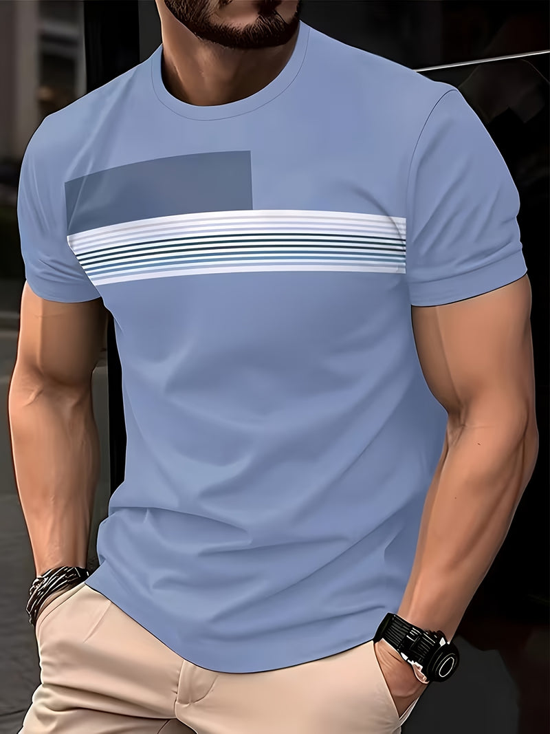 3pcs Men's Striped Short Sleeve T-Shirts.