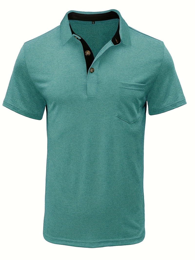 Men's Plaid Collar Pocket T-shirt.