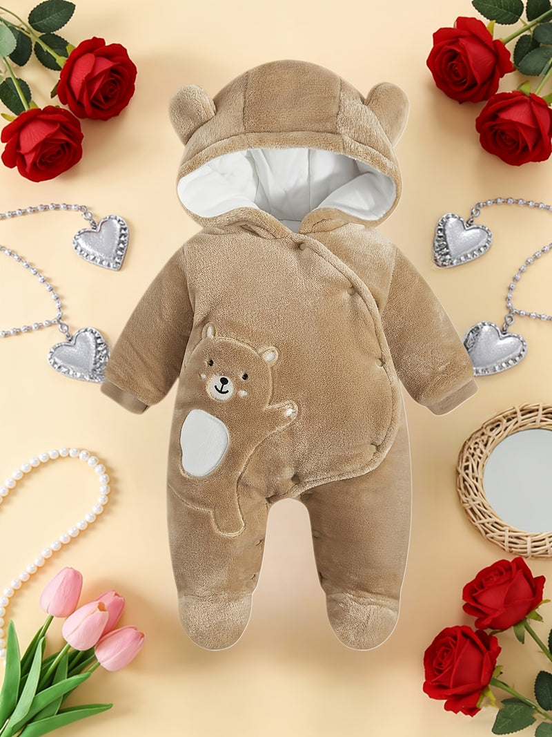 Unisex & Fleece-Lined Thermal Romper with Hooded Hood.