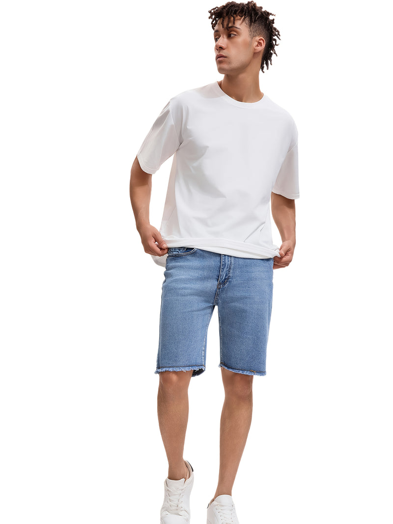 Men'S Summer Denim Shorts Combine a Trendy Fit with a Soft Texture.