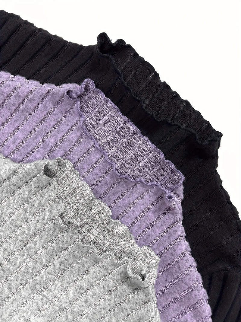 3pcs Women's Slim-Fit Layering Long Sleeve T-Shirts.