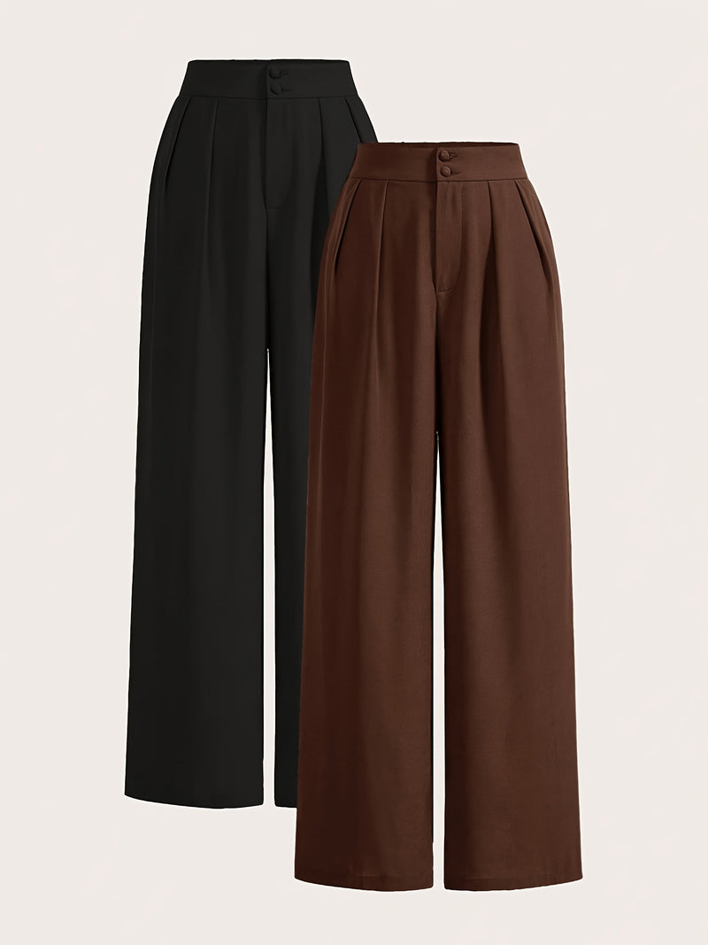 High-Waisted Wide-Leg Pants Two-Piece Set for Women.