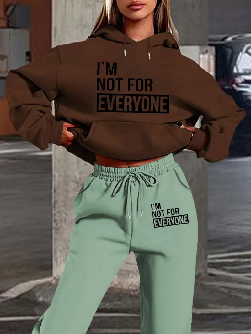 Women's European and American Fashion -Lined Hooded Sweatshirt and Pants.