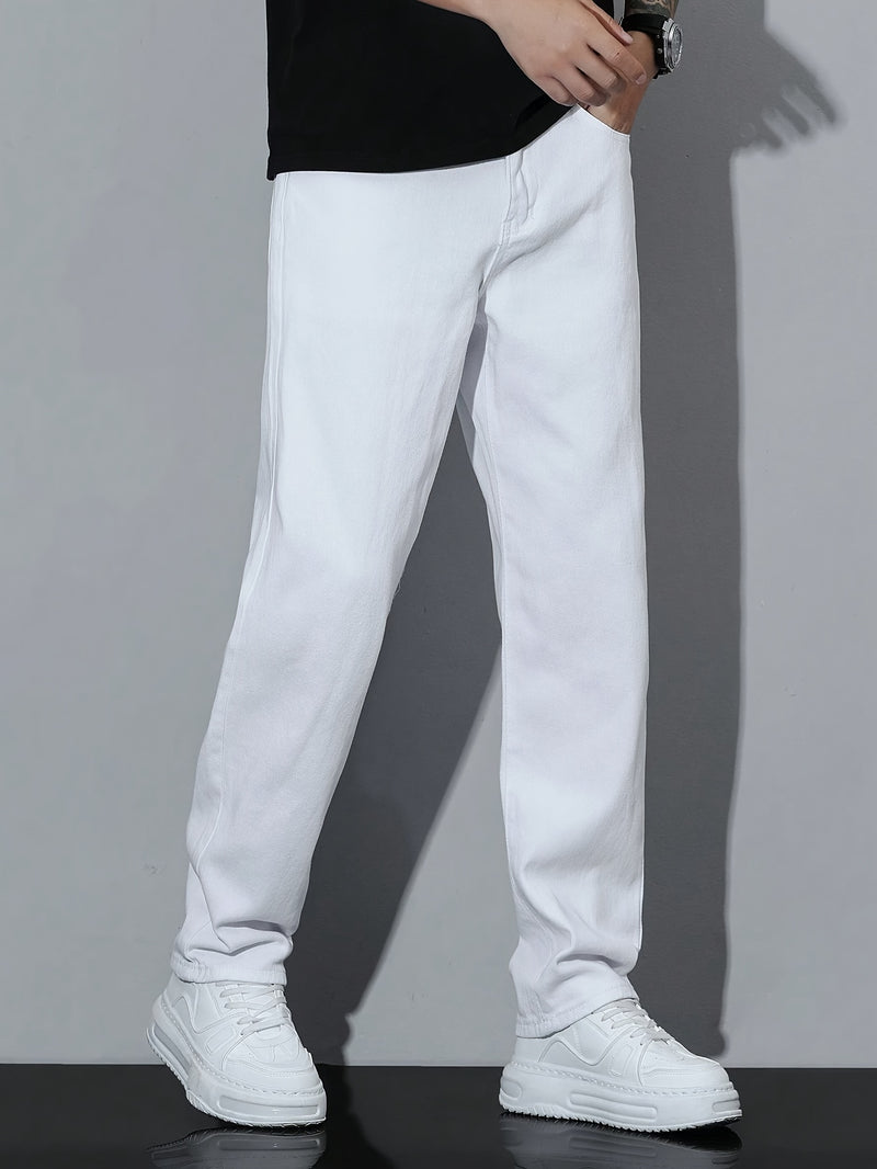 Men’s American High Street White Loose Jeans.