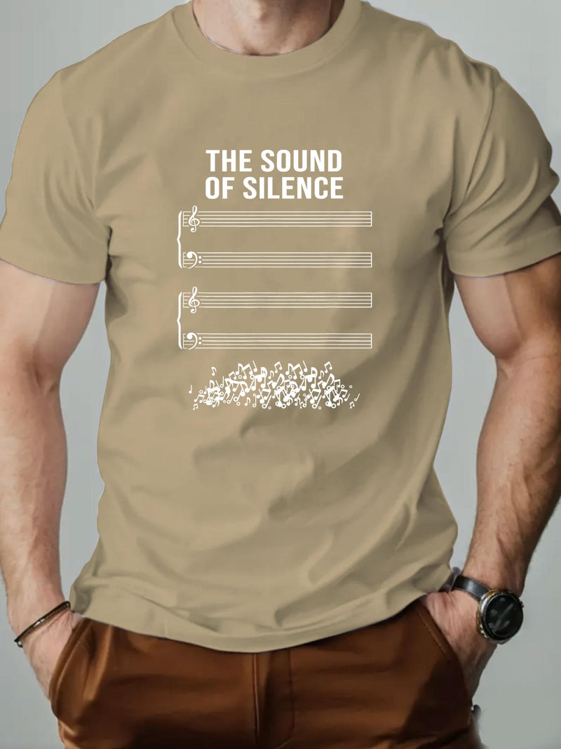 Men's Short Summer Casual T-Shirt with The Sound of Silence Design.