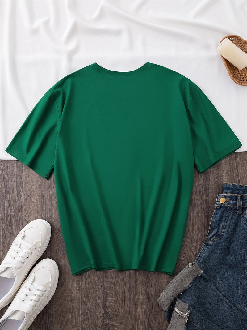 Women’s  Pocket Panda Climbing Rope Cute Pattern Print Fashion Crew Neck T-Shirt.