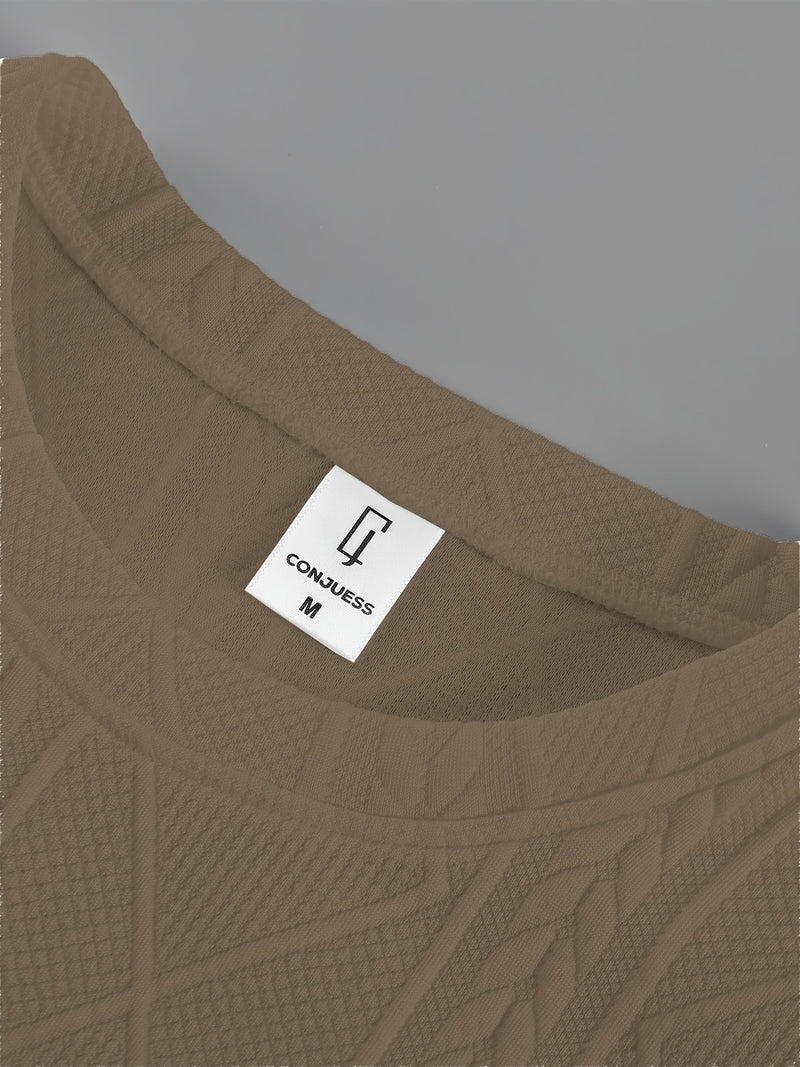 Men's Round Neck Textured Heavyweight Short Sleeve Shirt.