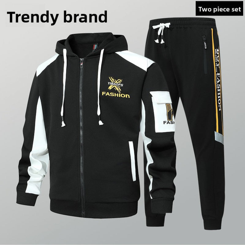 2pcs Set, Men's Sweatshirt Set, 2pcs Hooded Sporty Casual.