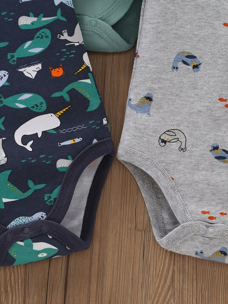 5pcs Set of New Children's Summer Short-sleeved Rompers.