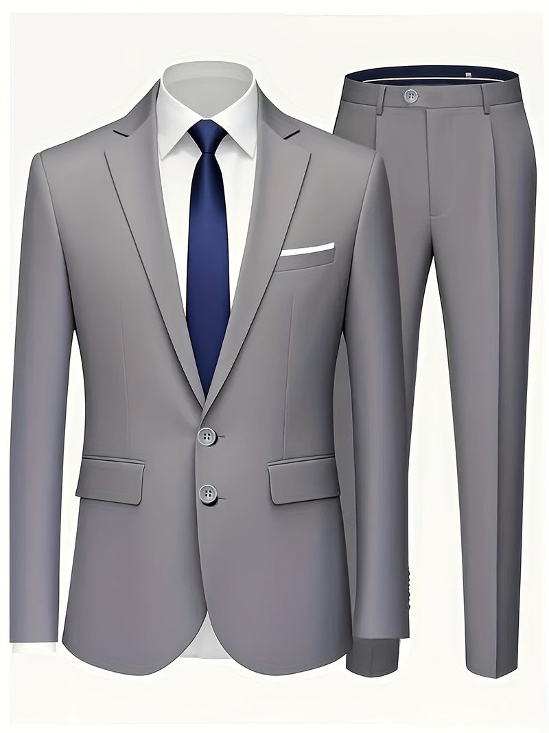 Men's 3pcs Suit Set, Blazer + Vest + Trousers.