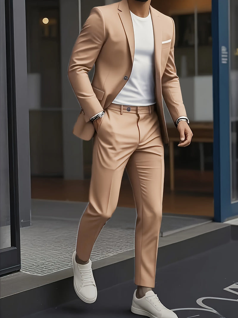 2pcs Classic Suit Set - Men'S Dress Attire - Premium Quality.