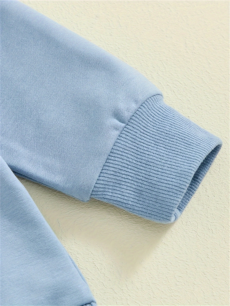 Baby Boy's Sweatshirt And Pants Set with 'Mom'S Little Man Print.