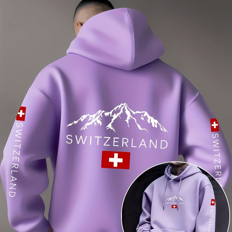 Men'S & Women'S Swiss Flag & Matterhorn Mountain Graphic Hooded Sweatshirt.