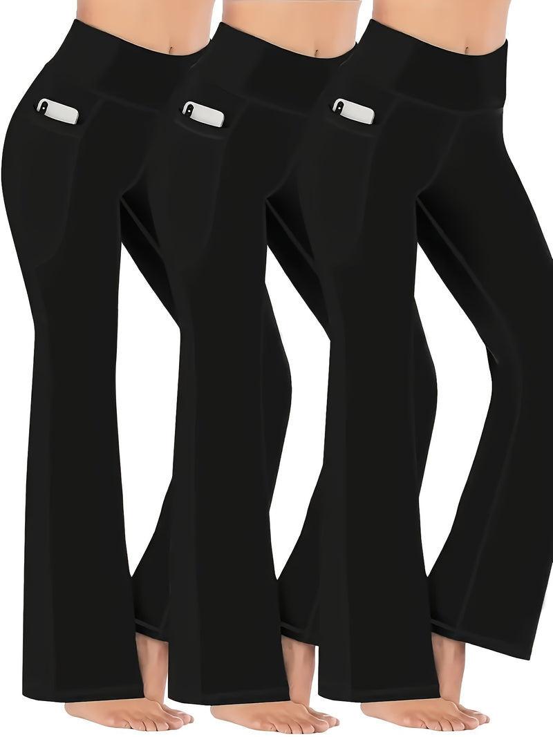 Set of 3 Casual Sports Flared Pants for Women.