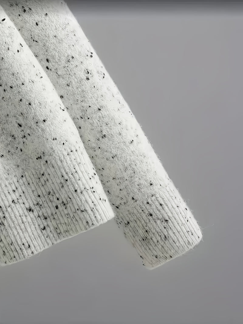 Elegant Women's Set High-Neck Long-Sleeve Sweater and Matching Pants.