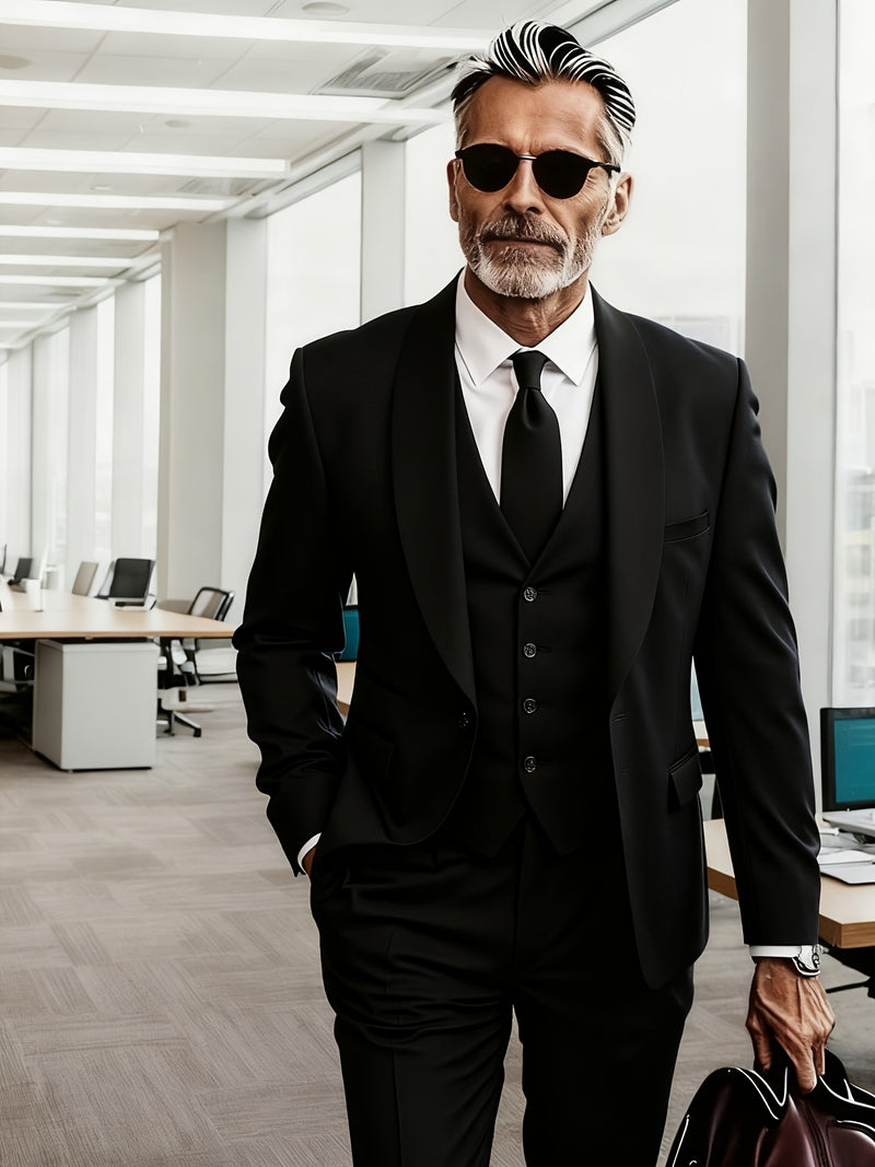 Men's 3pcs Suit- Slim Fit Tuxedo Set for Weddings& Formal Occasions.