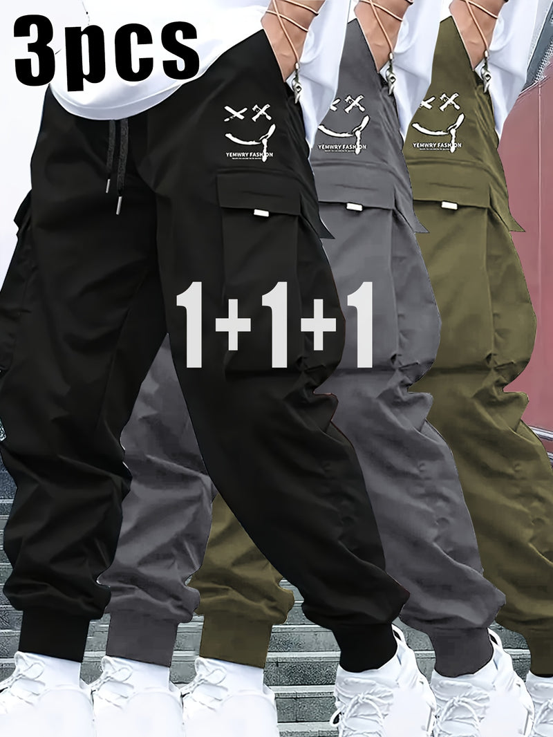 3pcs Men's Heavy-Duty Work Pants.