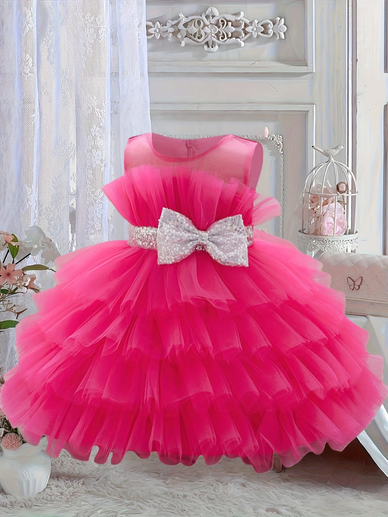 The Girl's Ethereal Puffy Dress, Perfect for a Baby's Birthday Party.