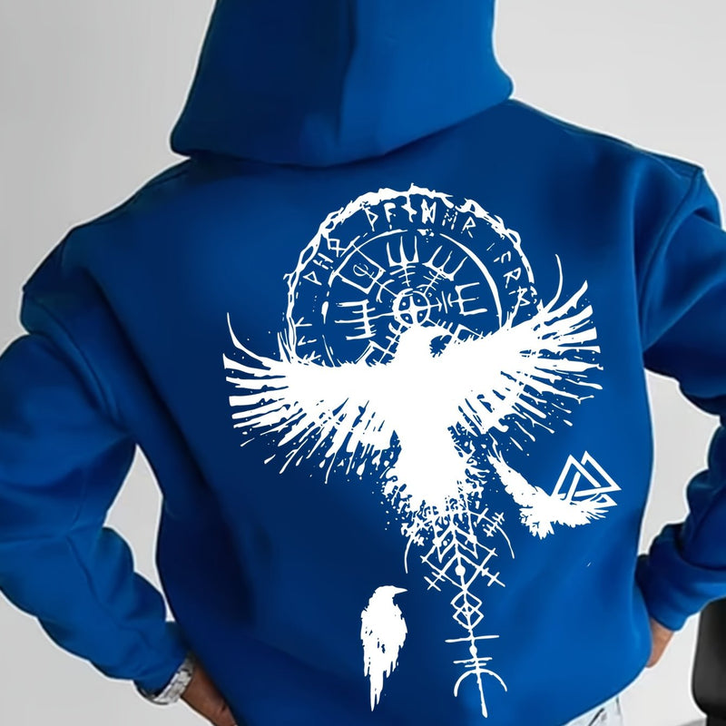 Men's Autumn/Winter Eagle Print Hooded Sweatshirt.